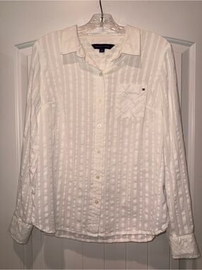 Tommy Hilfiger White Textured Button-Down Women's Shirt